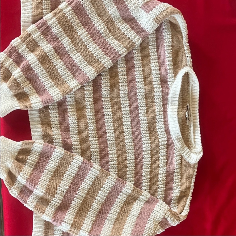 Francesca's Collections Pink and Cream Striped Sweater